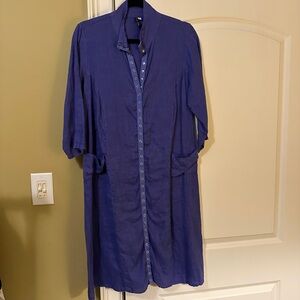Chic Long Sleeve Purple Linen Jewel Toffier Dress